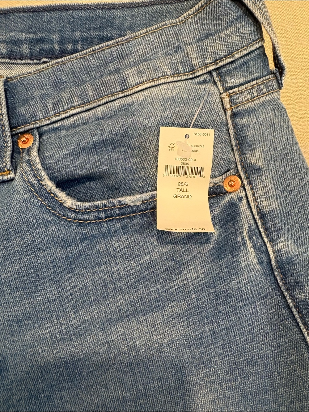 Gap Vintage Slim Mid Rise Jeans New With Tags Size 28 Tall Distressed Denim - Picture 8 of 14